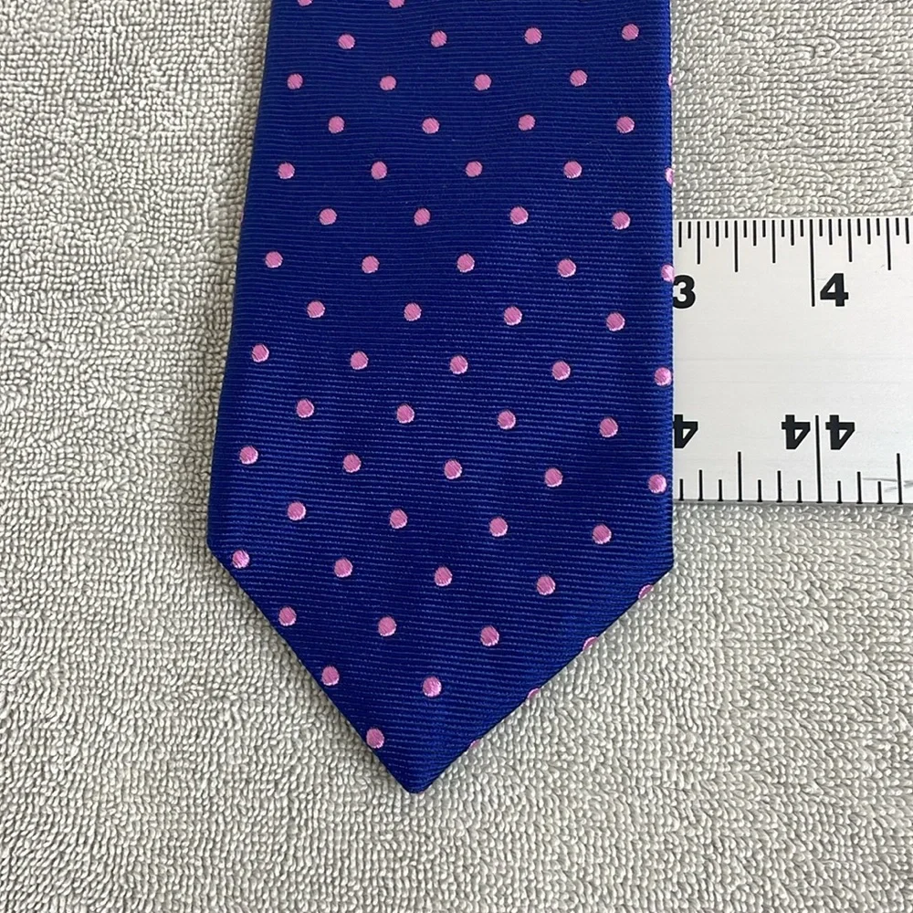 J Crew Men’s Tie Blue Pink Dots Classic Preppy Work